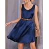 Ekouaer Women’s 2 Pack Satin Silk Nightgown Sleeveless Sleep Dress V Neck Nightshirt Soft Tank Pleated Nightdress(Navy Blue/Deep Red)
