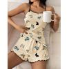 Ekouaer Womens Cami Pajama Sets 2 Piece Cute Print Pjs Soft Tank Top & Elastic Waist Shorts Camisole Lounge Set(Beige Butterfly)