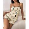 Ekouaer Womens Cami Pajama Sets 2 Piece Cute Print Pjs Soft Tank Top & Elastic Waist Shorts Camisole Lounge Set(Beige Butterfly)