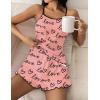 Ekouaer Womens Cami Pajama Sets 2 Piece Cute Print Pjs Soft Tank Top & Elastic Waist Shorts Camisole Lounge Set(Black Love)