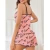 Ekouaer Womens Cami Pajama Sets 2 Piece Cute Print Pjs Soft Tank Top & Elastic Waist Shorts Camisole Lounge Set(Black Love)