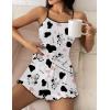 Ekouaer Womens Cami Pajama Sets 2 Piece Cute Print Pjs Soft Tank Top & Elastic Waist Shorts Camisole Lounge Set(Cow)