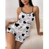 Ekouaer Womens Cami Pajama Sets 2 Piece Cute Print Pjs Soft Tank Top & Elastic Waist Shorts Camisole Lounge Set(Cow)