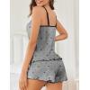 Ekouaer Womens Cami Pajama Sets 2 Piece Cute Print Pjs Soft Tank Top & Elastic Waist Shorts Camisole Lounge Set(Gray Bow)
