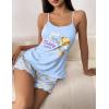Ekouaer Womens Cami Pajama Sets 2 Piece Cute Print Pjs Soft Tank Top & Elastic Waist Shorts Camisole Lounge Set(Light Blue Teddy)