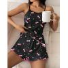 Ekouaer Womens Cami Pajama Sets 2 Piece Cute Print Pjs Soft Tank Top & Elastic Waist Shorts Camisole Lounge Set(Pink Cherry)