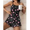 Ekouaer Womens Cami Pajama Sets 2 Piece Cute Print Pjs Soft Tank Top & Elastic Waist Shorts Camisole Lounge Set(Pink Heart)