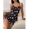 Ekouaer Womens Cami Pajama Sets 2 Piece Cute Print Pjs Soft Tank Top & Elastic Waist Shorts Camisole Lounge Set(Pink Heart)