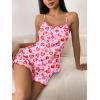 Ekouaer Womens Cami Pajama Sets 2 Piece Cute Print Pjs Soft Tank Top & Elastic Waist Shorts Camisole Lounge Set(Pink Leopard)