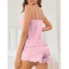 Ekouaer Womens Cami Pajama Sets 2 Piece Cute Print Pjs Soft Tank Top & Elastic Waist Shorts Camisole Lounge Set(Pink Teddy)