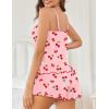 Ekouaer Womens Cami Pajama Sets 2 Piece Cute Print Pjs Soft Tank Top & Elastic Waist Shorts Camisole Lounge Set(Red Cherry)