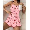 Ekouaer Womens Cami Pajama Sets 2 Piece Cute Print Pjs Soft Tank Top & Elastic Waist Shorts Camisole Lounge Set(Red Cherry)