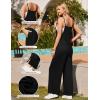 Ekouaer Womens Causal Sleeveless Jumpsuits Summer Boho Wide Leg Floral Rompers Overalls with Pockets(Black)