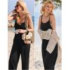 Ekouaer Womens Causal Sleeveless Jumpsuits Summer Boho Wide Leg Floral Rompers Overalls with Pockets(Black)