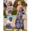 Ekouaer Womens Causal Sleeveless Jumpsuits Summer Boho Wide Leg Floral Rompers Overalls with Pockets(Blue Boho Print)