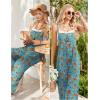 Ekouaer Womens Causal Sleeveless Jumpsuits Summer Boho Wide Leg Floral Rompers Overalls with Pockets(Blue Red Floral)