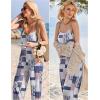 Ekouaer Womens Causal Sleeveless Jumpsuits Summer Boho Wide Leg Floral Rompers Overalls with Pockets(Grey Boho Print)