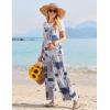 Ekouaer Womens Causal Sleeveless Jumpsuits Summer Boho Wide Leg Floral Rompers Overalls with Pockets(Grey Boho Print)