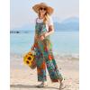 Ekouaer Womens Causal Sleeveless Jumpsuits Summer Boho Wide Leg Floral Rompers Overalls with Pockets(Plant Leaves Floral)