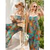Ekouaer Womens Causal Sleeveless Jumpsuits Summer Boho Wide Leg Floral Rompers Overalls with Pockets(Plant Leaves Floral)