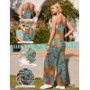 Ekouaer Womens Causal Sleeveless Jumpsuits Summer Boho Wide Leg Floral Rompers Overalls with Pockets(Plant Leaves Floral)