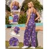 Ekouaer Womens Causal Sleeveless Jumpsuits Summer Boho Wide Leg Floral Rompers Overalls with Pockets(Purple Floral)