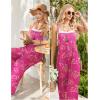 Ekouaer Womens Causal Sleeveless Jumpsuits Summer Boho Wide Leg Floral Rompers Overalls with Pockets(Rose Pink Floral)