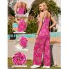 Ekouaer Womens Causal Sleeveless Jumpsuits Summer Boho Wide Leg Floral Rompers Overalls with Pockets(Rose Pink Floral)