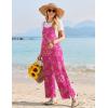 Ekouaer Womens Causal Sleeveless Jumpsuits Summer Boho Wide Leg Floral Rompers Overalls with Pockets(Rose Pink Floral)