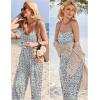 Ekouaer Womens Causal Sleeveless Jumpsuits Summer Boho Wide Leg Floral Rompers Overalls with Pockets(White Daisy Floral)