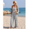 Ekouaer Womens Causal Sleeveless Jumpsuits Summer Boho Wide Leg Floral Rompers Overalls with Pockets(White Daisy Floral)