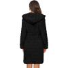 Ekouaer Womens Hooded Bathrobe Plush Short Robe Super Soft Fleece Robe Luxury Sleepwear with Pockets(A Black-jacquard)