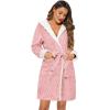 Ekouaer Womens Hooded Bathrobe Plush Short Robe Super Soft Fleece Robe Luxury Sleepwear with Pockets(A Hot Pink-jacquard)