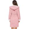 Ekouaer Womens Hooded Bathrobe Plush Short Robe Super Soft Fleece Robe Luxury Sleepwear with Pockets(A Hot Pink-jacquard)
