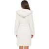 Ekouaer Womens Hooded Bathrobe Plush Short Robe Super Soft Fleece Robe Luxury Sleepwear with Pockets(A White-jacquard)