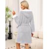 Ekouaer Womens Hooded Bathrobe Plush Short Robe Super Soft Fleece Robe Luxury Sleepwear with Pockets(B Light Grey)