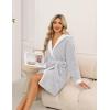 Ekouaer Womens Hooded Bathrobe Plush Short Robe Super Soft Fleece Robe Luxury Sleepwear with Pockets(B Light Grey)