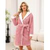 Ekouaer Womens Hooded Bathrobe Plush Short Robe Super Soft Fleece Robe Luxury Sleepwear with Pockets(B Rose Pink)