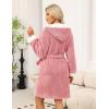 Ekouaer Womens Hooded Bathrobe Plush Short Robe Super Soft Fleece Robe Luxury Sleepwear with Pockets(B Rose Pink)