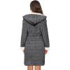 Ekouaer Womens Hooded Bathrobe Plush Short Robe Super Soft Fleece Robe Luxury Sleepwear with Pockets(Dard Grey-jacquard)