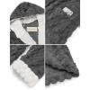Ekouaer Womens Hooded Bathrobe Plush Short Robe Super Soft Fleece Robe Luxury Sleepwear with Pockets(Dard Grey-jacquard)