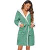 Ekouaer Womens Hooded Bathrobe Plush Short Robe Super Soft Fleece Robe Luxury Sleepwear with Pockets(Green-jacquard)