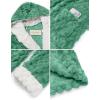 Ekouaer Womens Hooded Bathrobe Plush Short Robe Super Soft Fleece Robe Luxury Sleepwear with Pockets(Green-jacquard)