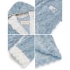 Ekouaer Womens Hooded Bathrobe Plush Short Robe Super Soft Fleece Robe Luxury Sleepwear with Pockets(Light Blue-jacquard)