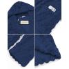 Ekouaer Womens Hooded Bathrobe Plush Short Robe Super Soft Fleece Robe Luxury Sleepwear with Pockets(Navy Blue-jacquard)