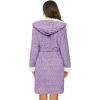 Ekouaer Womens Hooded Bathrobe Plush Short Robe Super Soft Fleece Robe Luxury Sleepwear with Pockets(Purple-jacquard)
