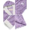 Ekouaer Womens Hooded Bathrobe Plush Short Robe Super Soft Fleece Robe Luxury Sleepwear with Pockets(Purple-jacquard)