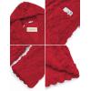 Ekouaer Womens Hooded Bathrobe Plush Short Robe Super Soft Fleece Robe Luxury Sleepwear with Pockets(Red-jacquard)