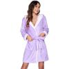 Ekouaer Womens Hooded Bathrobe Plush Short Robe Super Soft Fleece Robe Luxury Sleepwear with Pockets(Z Lavender)