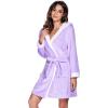 Ekouaer Womens Hooded Bathrobe Plush Short Robe Super Soft Fleece Robe Luxury Sleepwear with Pockets(Z Lavender)